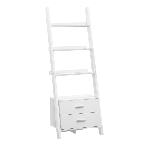 Monarch Specialties Bookshelf, Bookcase, Etagere, Ladder, 4 Tier, 69"H, Office, Bedroom, Laminate, White, Contemporary I 2562 - main